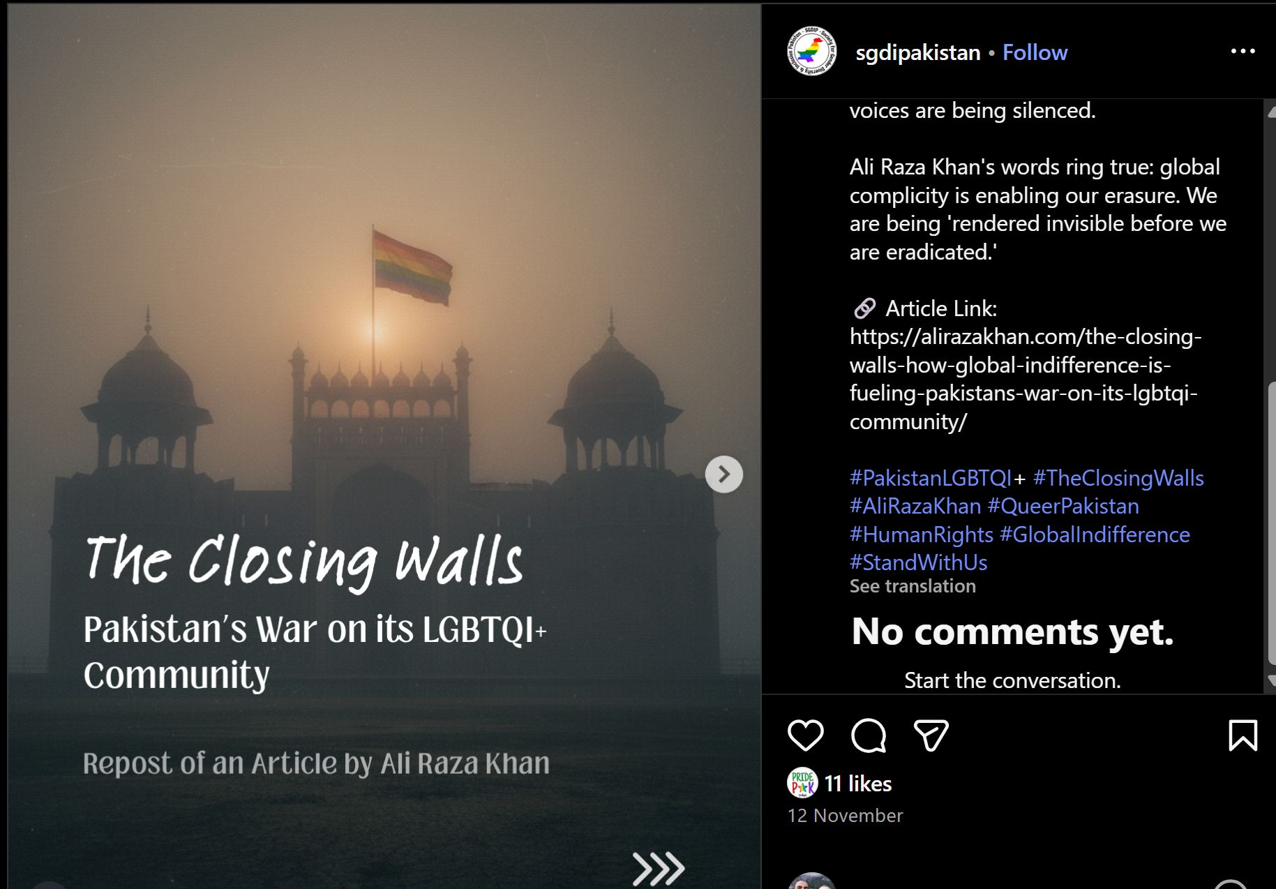 United We Stand: Gratitude to SGDI Pakistan for Amplifying Our Fight